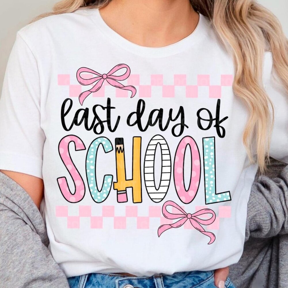 Coquette Checkered Last Day of School Shirt